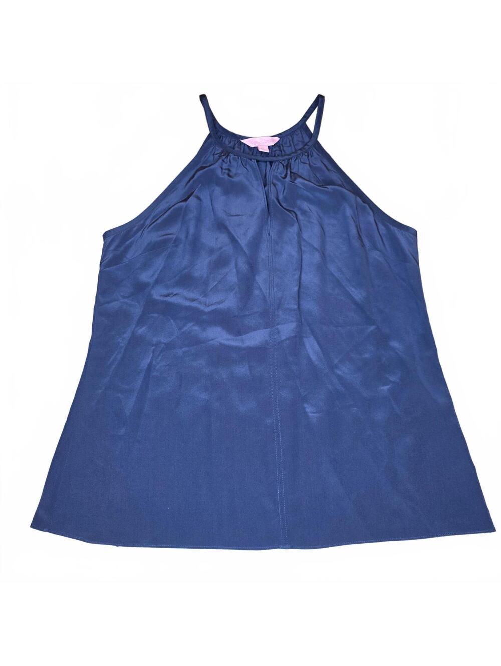 Lilly Pulitzer Navy Blue Silk Keyhole Tank Top Blouse Size M